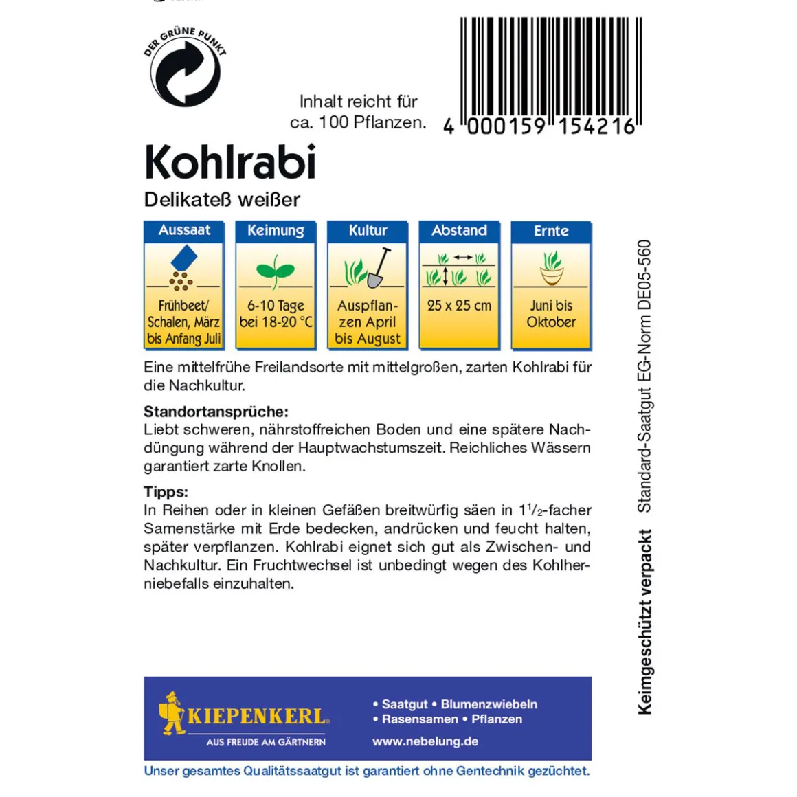 Kiepenkerl Kohlrabi Delikateß weiß