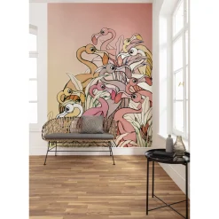 KomarVlies Fototapete Flamingos and Lillys 200x280 cm