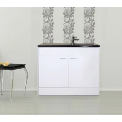 Kompl. Spuele 100x50cm weiss Drehtuer