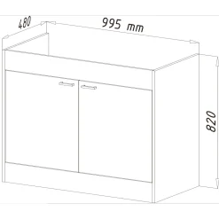 Kompl. Spuele 100x50cm weiss Drehtuer