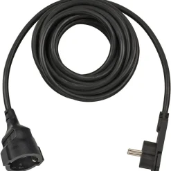 Kurzverlaengerungsleitung schwarz mitWinkel-Flachstecker 5m H05VV-F3G1,5
