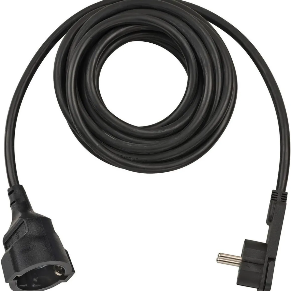 Kurzverlaengerungsleitung schwarz mitWinkel-Flachstecker 5m H05VV-F3G1,5