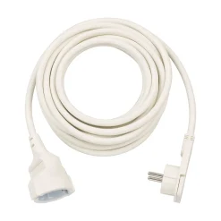 Kurzverlaengerungsleitung weiss mitWinkel-Flachstecker 5m H05VV-F3G1,5