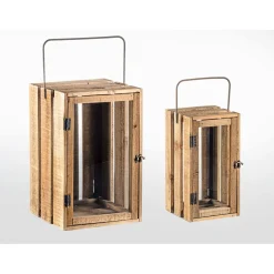 Laterne Kartoffelkistenlook Holz 29 x 45 cm