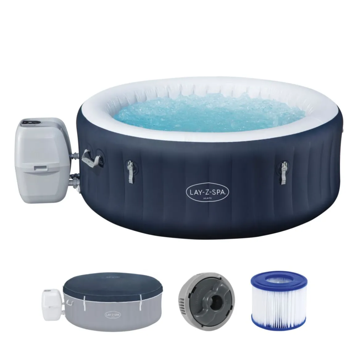 Lay-Z-Spa Whirlpool Miami AirJet4 Personen Dm. 180x66 cm, Dunkelblau