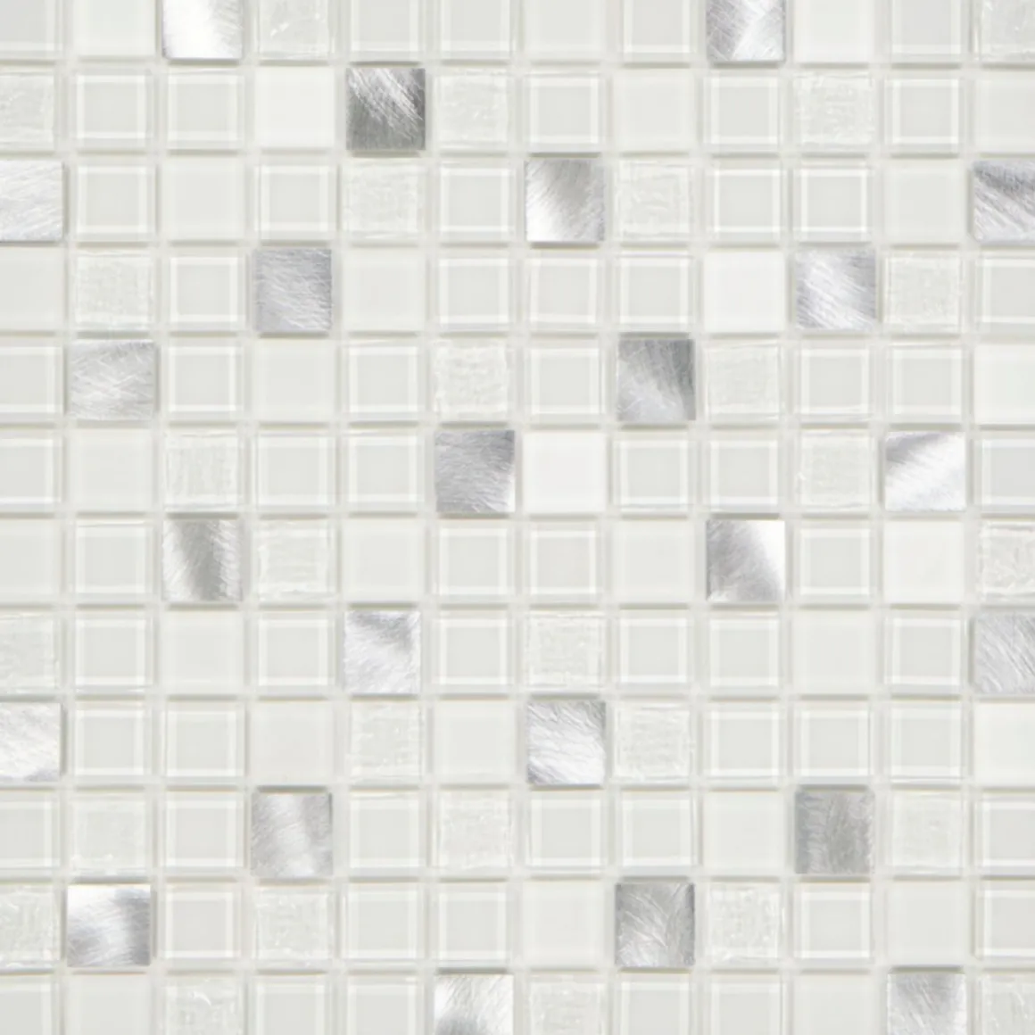 Mosaikfliese X-Glue Glas Alu-Weiß 30 x 30 cm selbstklebend