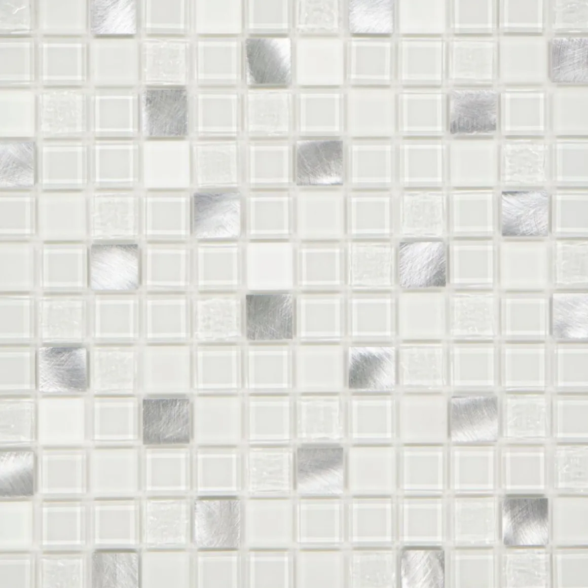 Mosaikfliese X-Glue Glas Alu-Weiß 30 x 30 cm selbstklebend