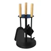 MyFireTool Kaminofenbesteck 3tlg., Farbe: Schwarz, Pulverbeschichtet, Holzgriffe