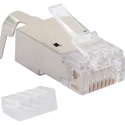 Netzwerkstecker 8-8- 4 Stueck CAT 6a/CAT7 silber/grau