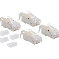 Netzwerkstecker 8-8- 4 Stueck CAT 6a/CAT7 silber/grau