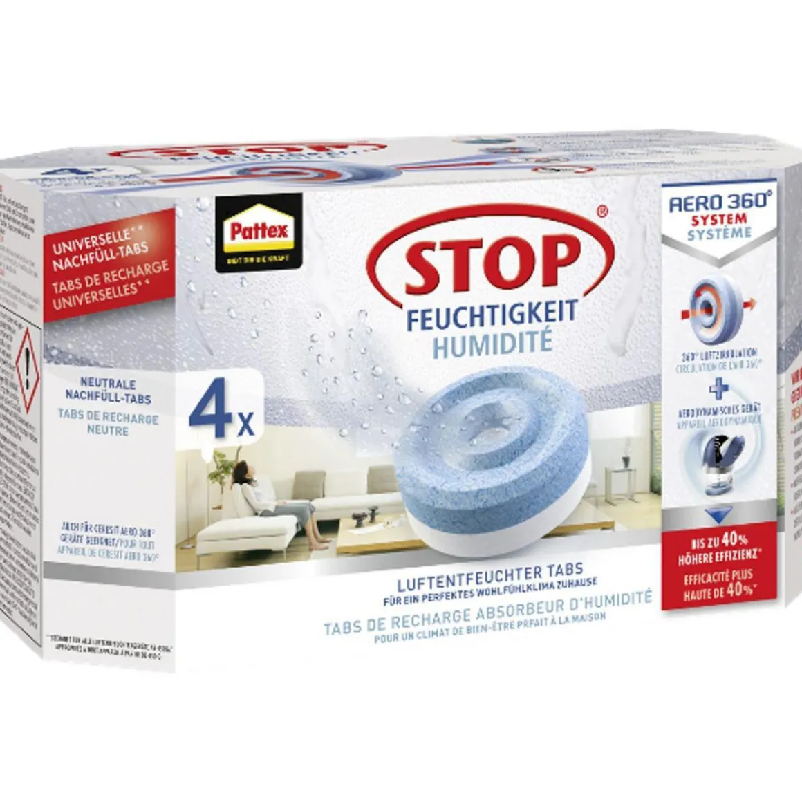 Pattex Luftentfeuchter Tabs AERO 360 Neutral Tabs 4 x 450 g