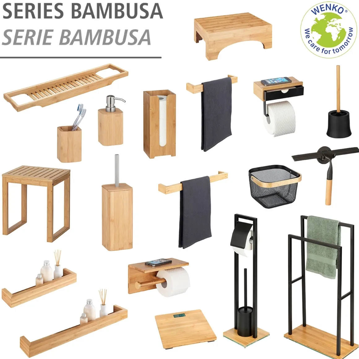Personenwaage Bambus LCD 30x30 cm braun