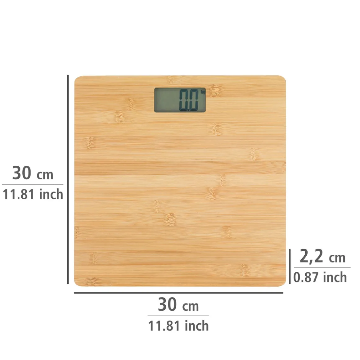 Personenwaage Bambus LCD 30x30 cm braun