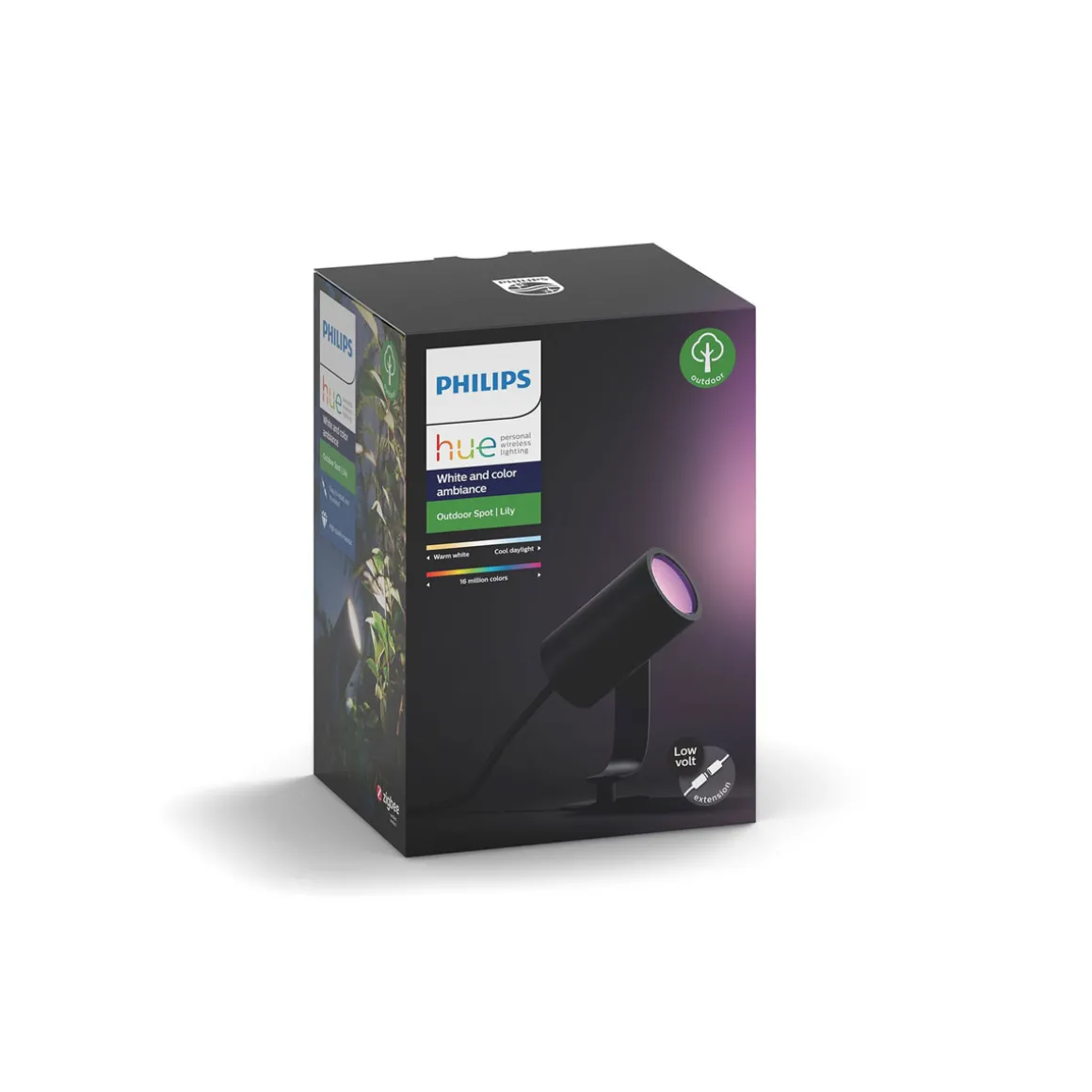 Philips Hue LED-Außenleuchte Lily 19,4 x 8,4 x 7 cm schwarz