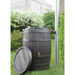 4rain Regenfass Vino mit Deckel 250 L braun