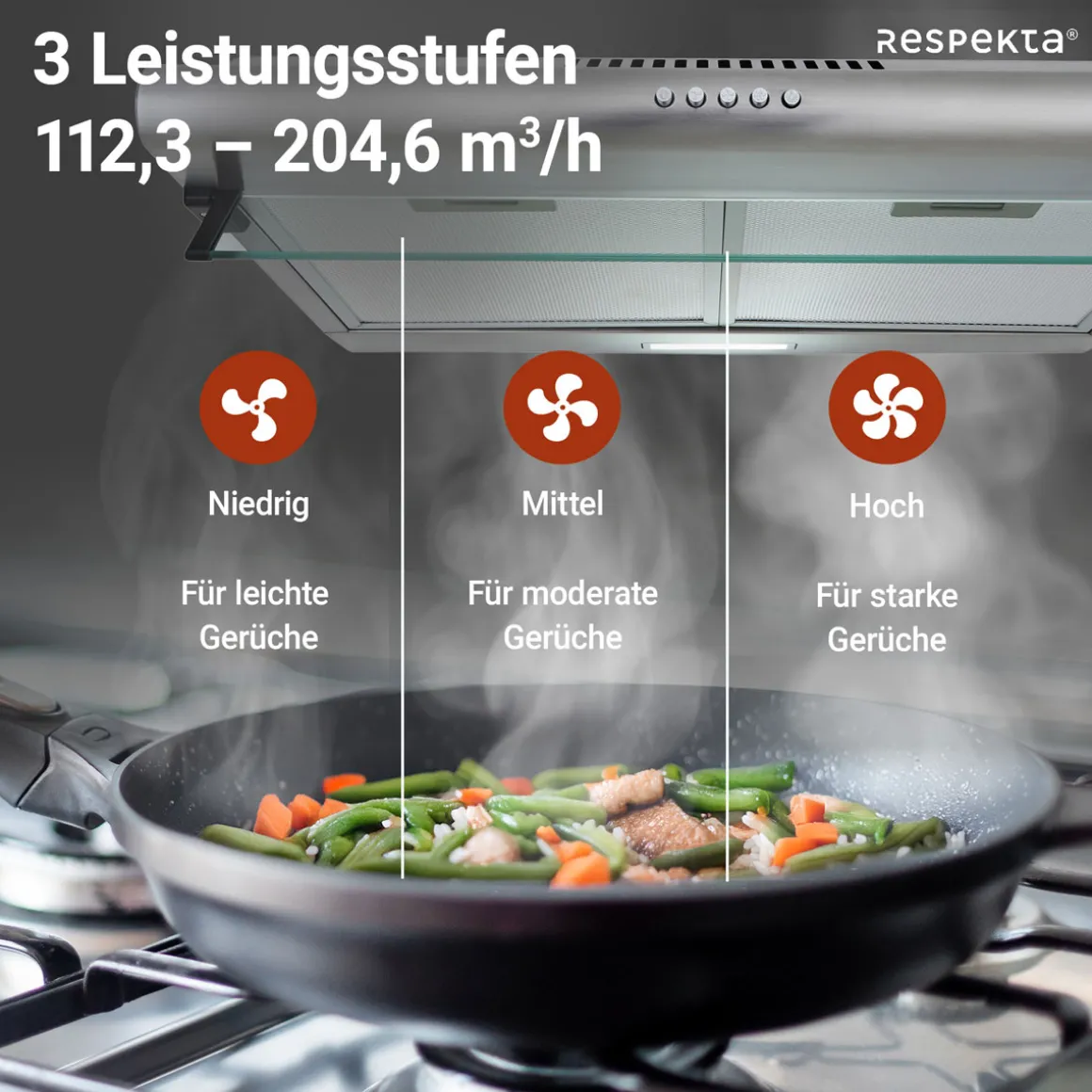 respekta Unterbauhaube CH1259IXCNEdelstahl, 60 cm, EEK C