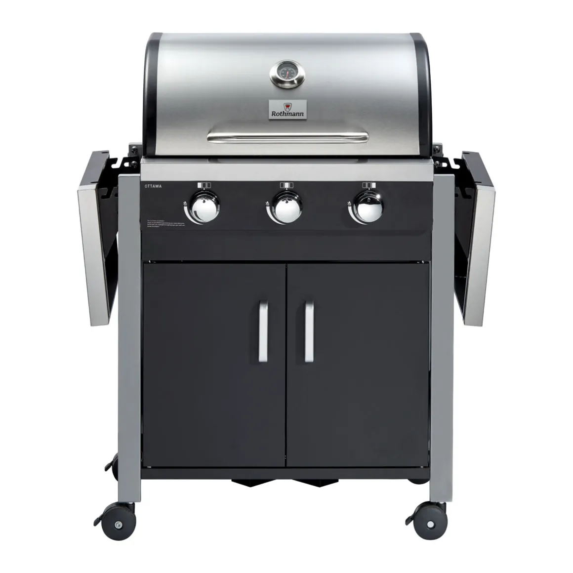 Rothmann Gasgrillwagen Ottawa 3 Brenner je 3,2 kW gusseisernes Grillrost
