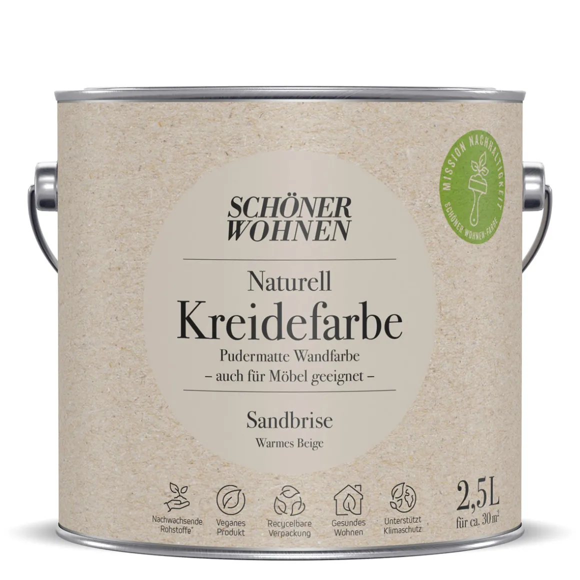 Schöner Wohnen FarbeNaturell Kreidefarbe 2,5 L Sandbriese