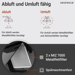Schraeghaube 60 cm Glas EEK B schwarzmit Glasschirm LED Beleuchtung Druckkast