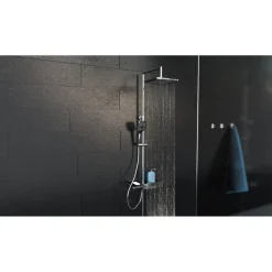 Schütte Überkopf-Brauseset Blueperl chrom/Schwarz mit Ablage