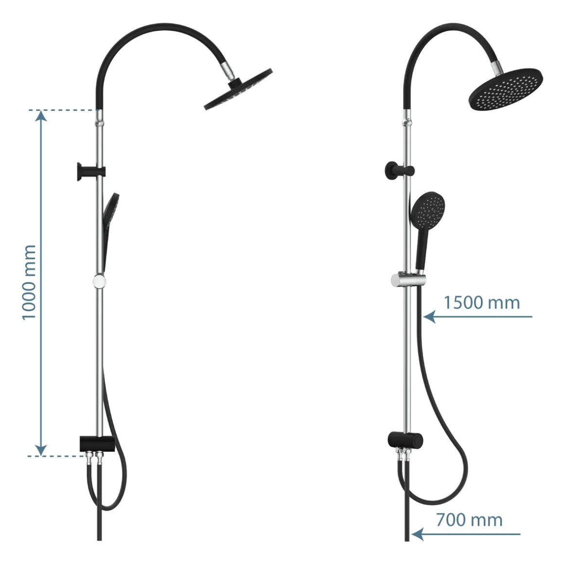 Schütte Überkopf-Brauseset Matao Rain chrom/Schwarz matt