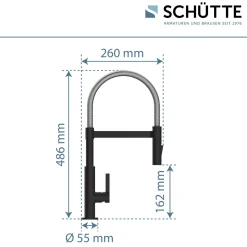 Schütte Spültischarmatur Miami schwarz matt Hochdruck ausziehbar
