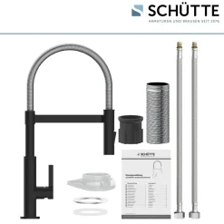 Schütte Spültischarmatur Miami schwarz matt Hochdruck ausziehbar