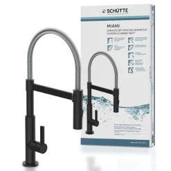 Schütte Spültischarmatur Miami schwarz matt Hochdruck ausziehbar