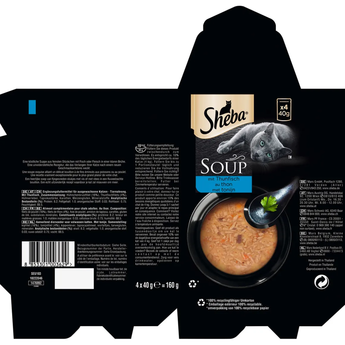 Sheba Katzensuppe mit Thunfisch 4 x 40 g