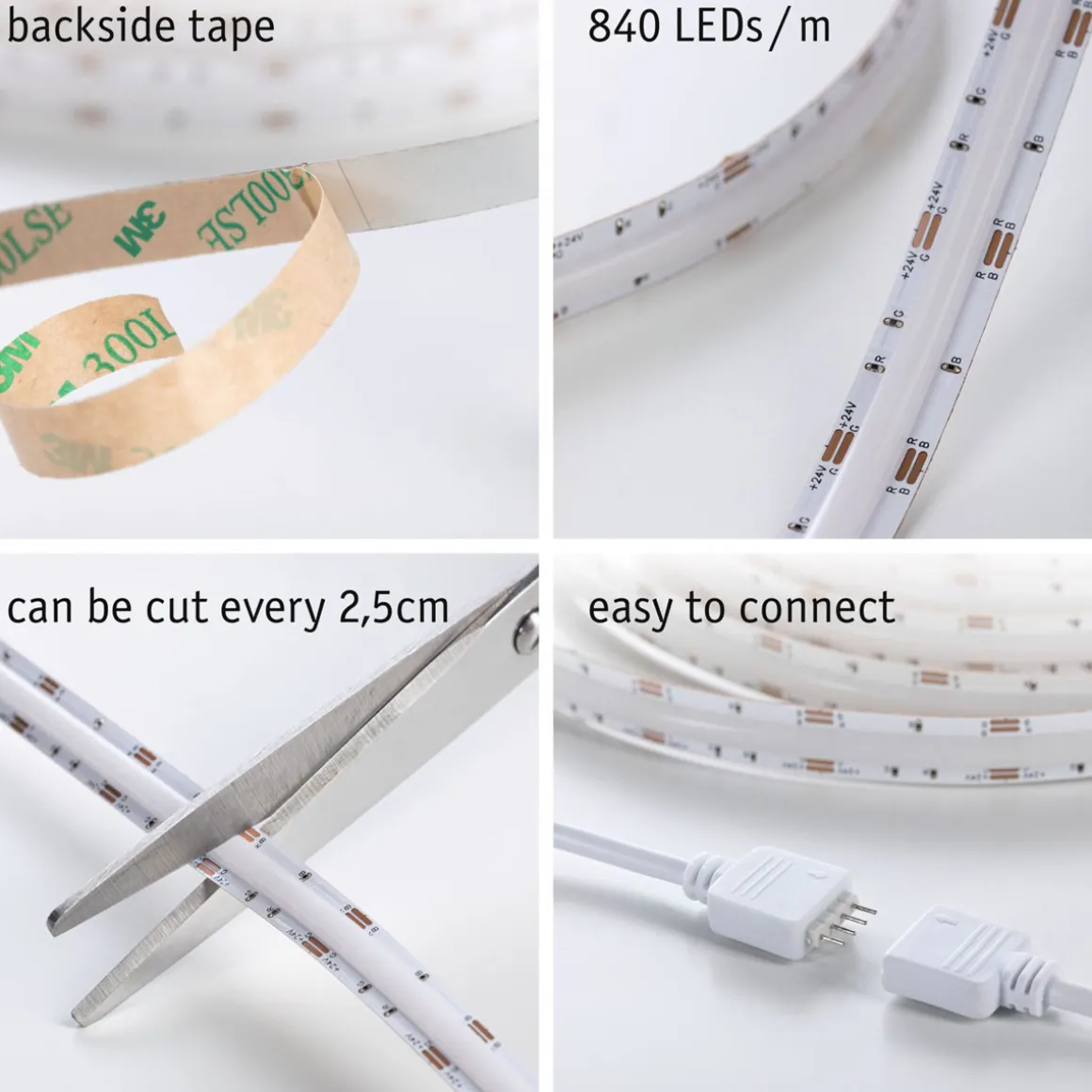 SimpLed COB Strip Set 3m RGB 22W 230/12VDC weiss Metall