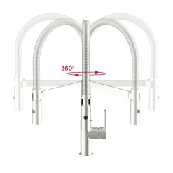 SP-Armatur ALUNA mit Geschirrbrause,schwenkbar, Keramikkar., Edelstahl-Optik