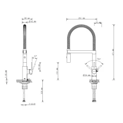 SP-Armatur ALUNA mit Geschirrbrause,schwenkbar, Keramikkar., Edelstahl-Optik