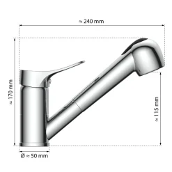 SP-Armatur Verona chrom mit Geschirr-Brause 2S Kartusche mit keram.Dichtungen