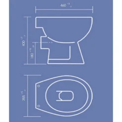 Stand-WC Tiefspueler Keramik mitSpuelrand Abgang waagrecht