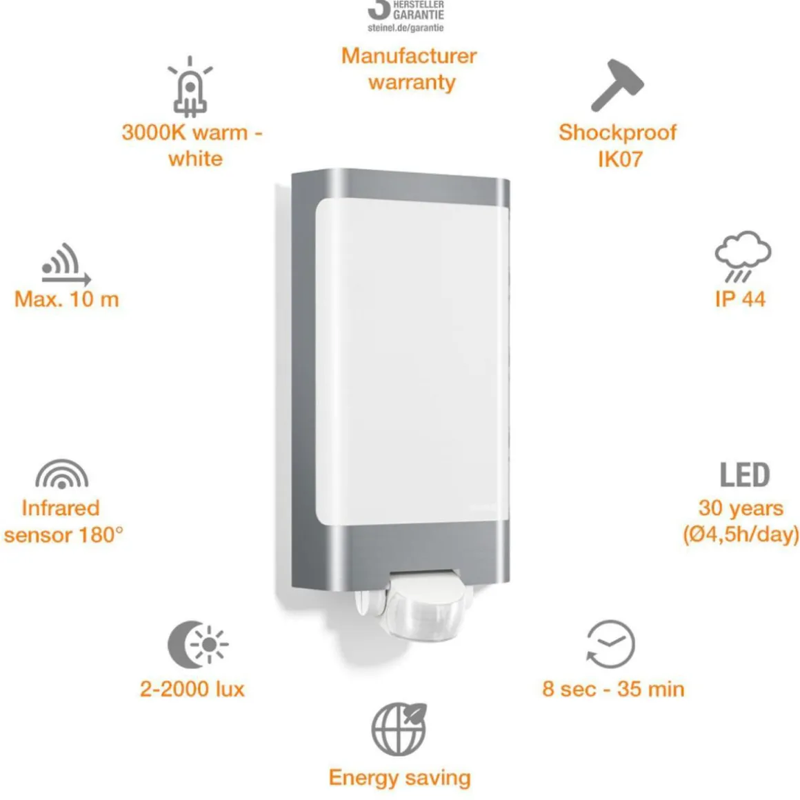 Steinel LED-Sensor-Außenleuchten L 240 S Edelstahl
