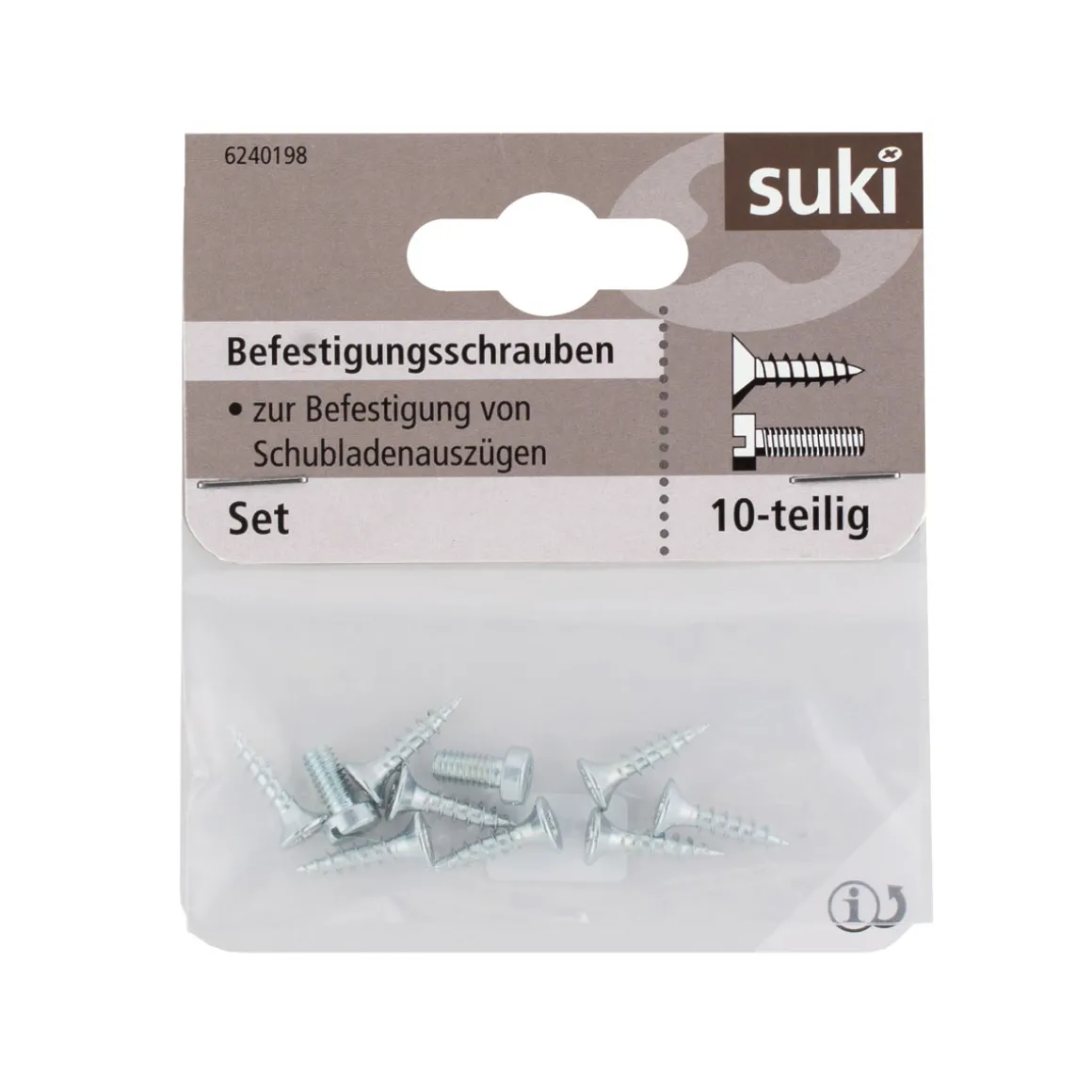 Suki Befestigungsschrauben für Kugelauszug 6270031-35/+42 10 Stück