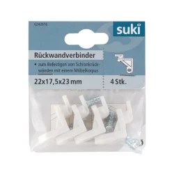 Suki Rückwandverbinder Kunststoff 2,2 x 1,7 cm 4 Stück