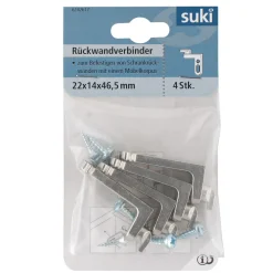 Suki Rückwandverbinder Stahl 2,2 x 1,4 cm 4 Stück