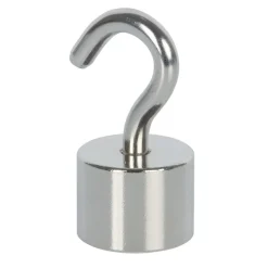 Suki Topfmagnet Neodym mit Schraubhaken M5 Ø 20 x 41 mm, silber