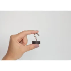 Suki Topfmagnet Neodym mit Schraubhaken M5 Ø 28 x 38 mm, gummiert, silber-schwarz