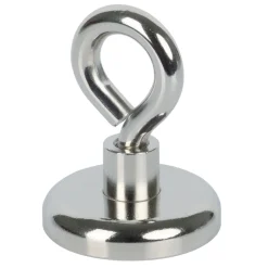 Suki Topfmagnet Neodym mit Öse Ø 32 x 44 mm, Gewindebuchse M6, silber
