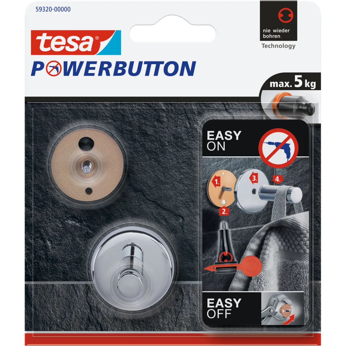 Tesa Haken Powerbutton universal Small