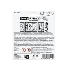 Tesa „Powerstrips“, Waterproof, Duo Haken für Duschkabinenabzieher, weiß