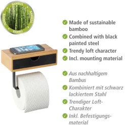 Toilettenpapierhalter m. Ablage Bambusa