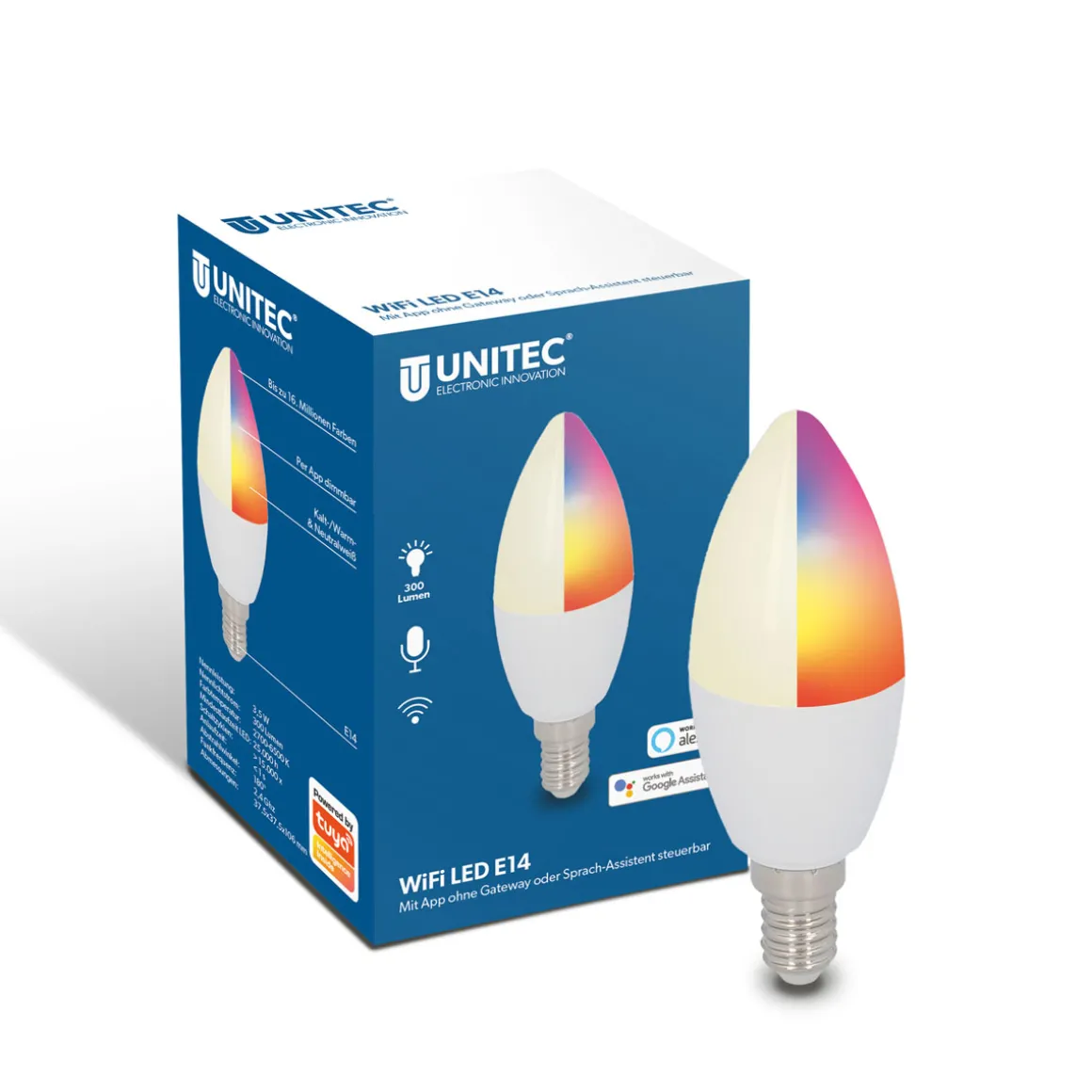 Unitec WIFI LED-Leuchtmittel Smart E14 3,5W RGB CCT dimmmbar