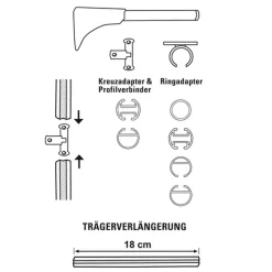 Unversal-Träger 1+2lf DM 20 cm titan