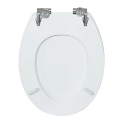 Valblue WC-Sitz Turin weiss, MDF-Holzkern, mit Absenkautomatik, Metallscharniere verchr.