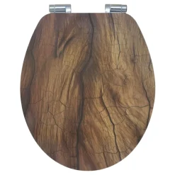 Valblue WC-Sitz Wood MDF-Holzkern Absenkautomatik Metallscharniere verchromt
