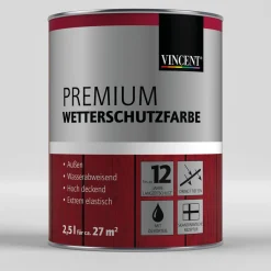Vincent Premium Wetterschutzfarbe Enzianblau 2,5 L