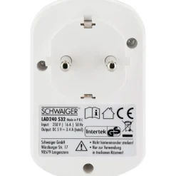 230V Ladeadapter m. Steckd. 2xUSB 3.4Aweiss